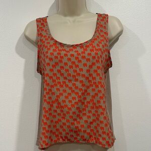 B Jewel Red and Tan Elephant Print Tank Top